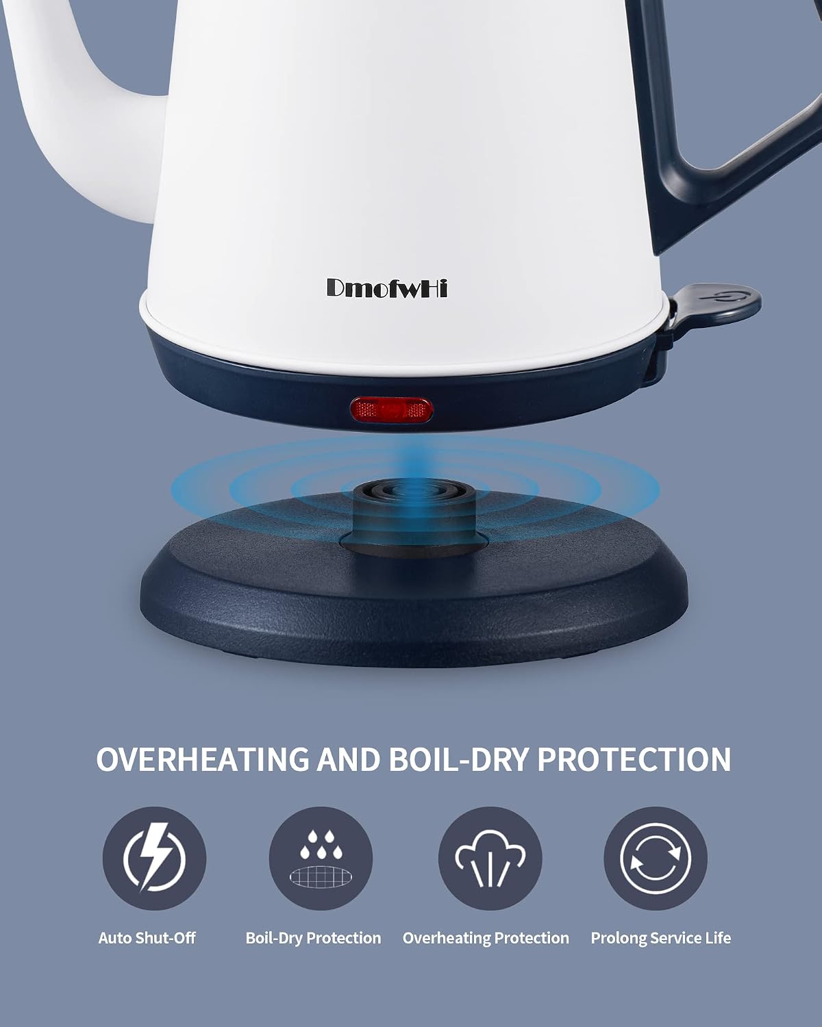DmofwHi 1000W Gooseneck Electric Kettle (1.0L), 100% Stainless Steel BPA Free Tea Kettle with Auto Shut - Off Protection