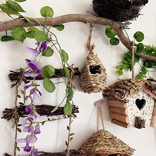 Yesland 4 Pack Hand Woven Hummingbird House, 9 x 4 Inches Bird Hut and Hummingbird Houses Nest