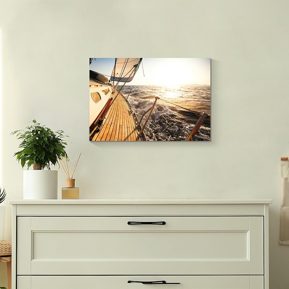 Hardy Gallery Ocean Wave Canvas Wall Art Coastal Decor 16x11 Inch