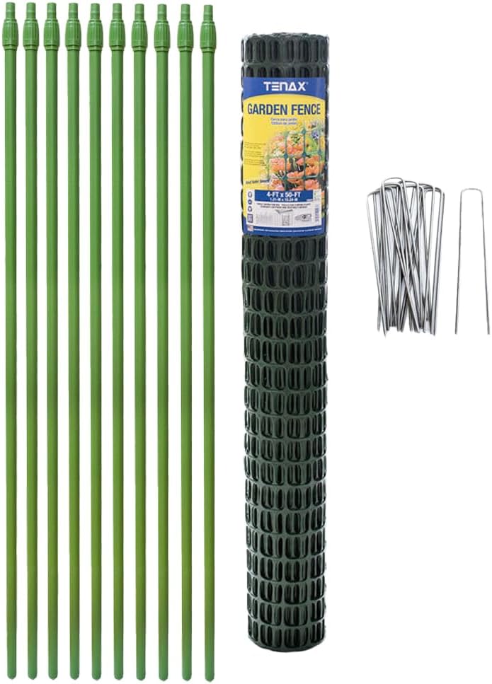 TENAX Garden Fence - Green, Durable, Lightweight - 3' x 25' - Plastic