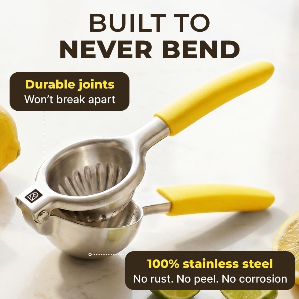 Large Lemon Squeezer Stainless Steel Press - Non-Slip Grip, Heavy Duty, Manual Design - Effortless Pro-Grade Lemon, Lime, Orange