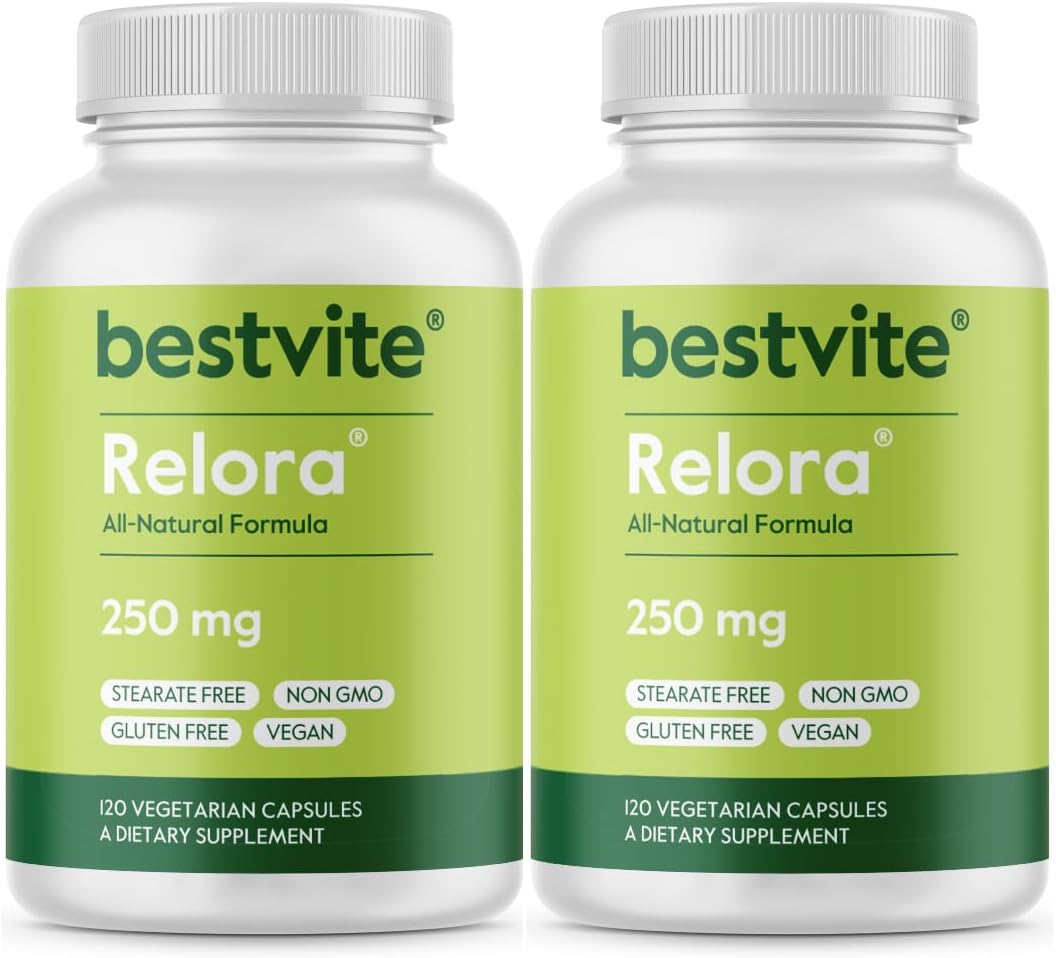 BESTVITE Filler-Free Relora 250mg (120 Veg Caps) - Clinically Researched | No Stearates – Vegan – No Fillers – Supports the Management of Occasional Stress* - Easy to Swallow Capsules