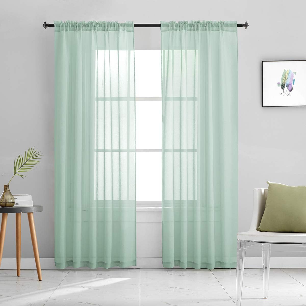 Off White Semi Sheer Curtains 72 Inches Long Faux Linen Off White Sheers Curtain for Bedroom Living Room Girls Kids Room 2 Panels 52x72 Inch Length