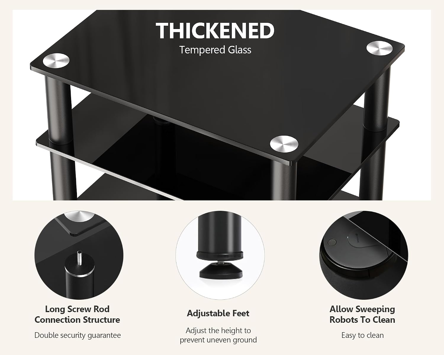 FITUEYES AV Component Media Stand Audio Rack 4-Tier Entertainment Shelves TV Stand for Video Components, Stereo Equipment, Gaming Consoles, Black