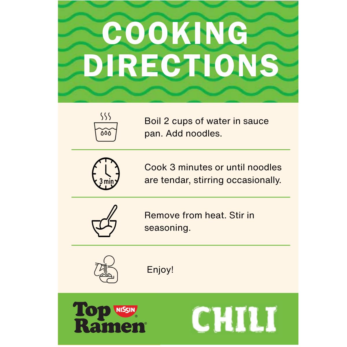 Nissin Top Ramen Noodle Soup, Chicken, 3 Ounce (Pack of 24) | Quick, convenient meal ready in minutes with just hot water.