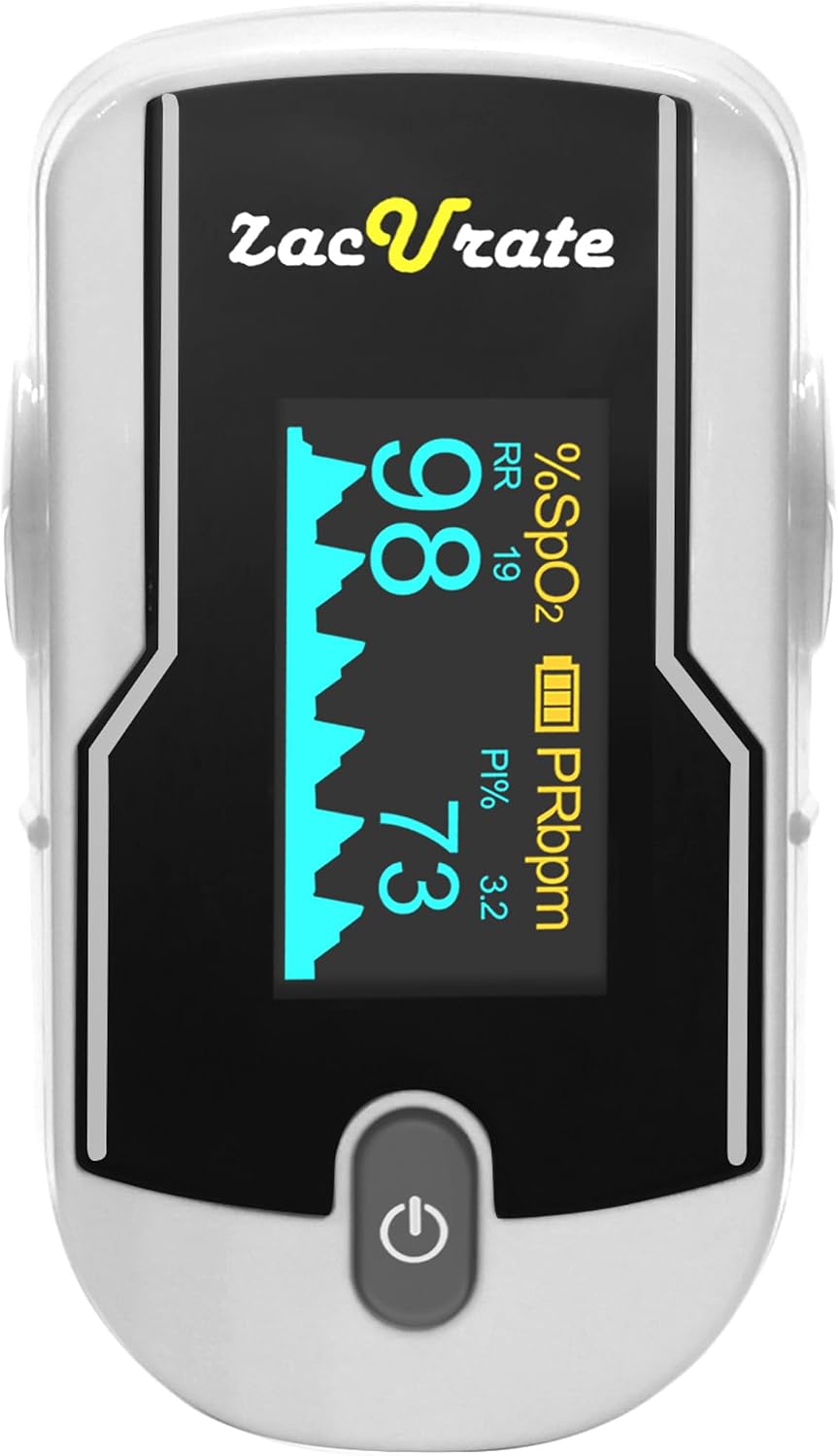 Zacurate 500E-B Wireless Bluetooth Fingertip Blood Pulse Oximeter Monitor with FREE App, SpO2, Heart Rate, Plethysmograph