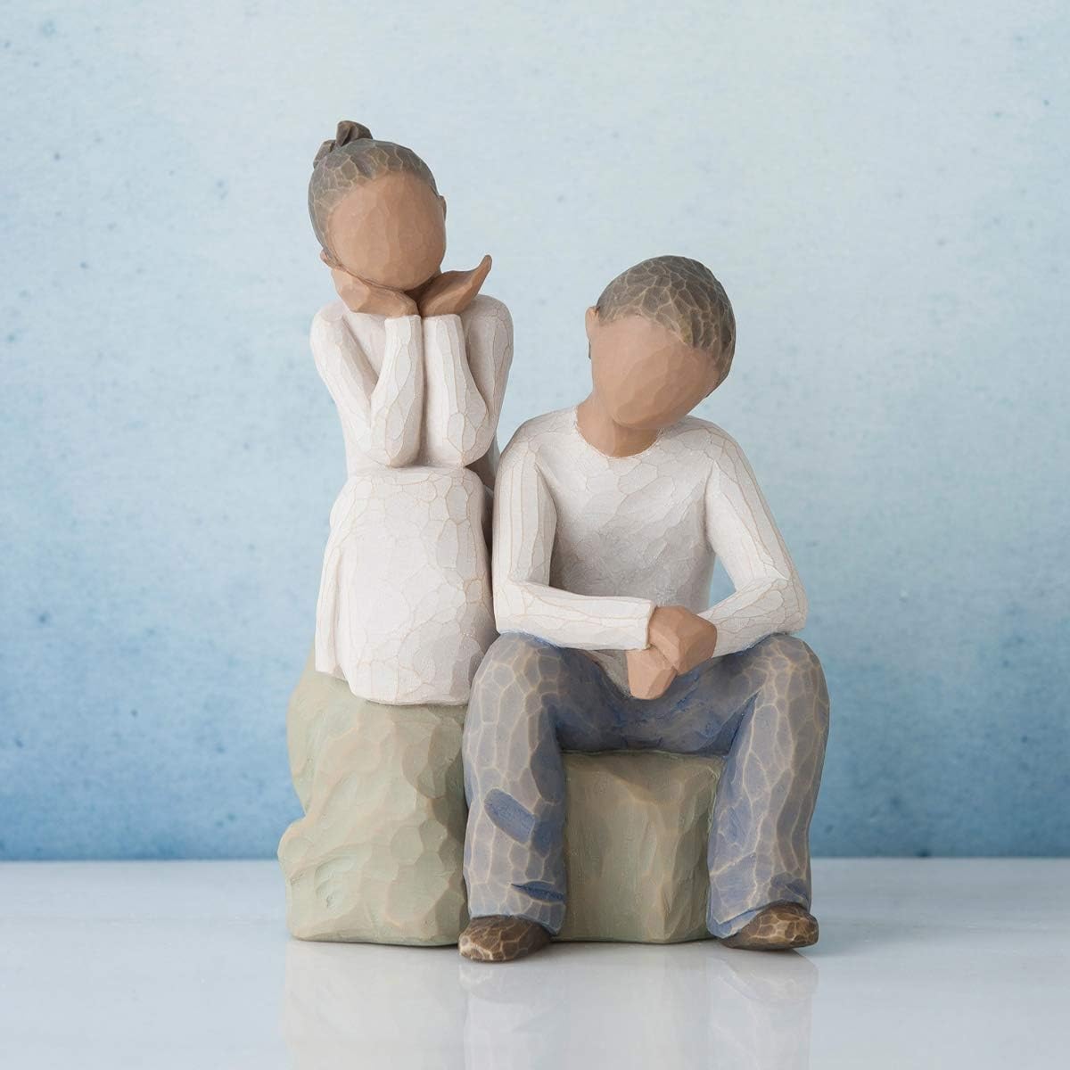 Willow Tree We are Three, Sculpted Hand-Painted Figure, Darker Skin | Cast from a Susan Lordi Original Carving, Celebrates Close Bonds, Meaningful Relationships, Thoughtful Keepsake Gift Idea
