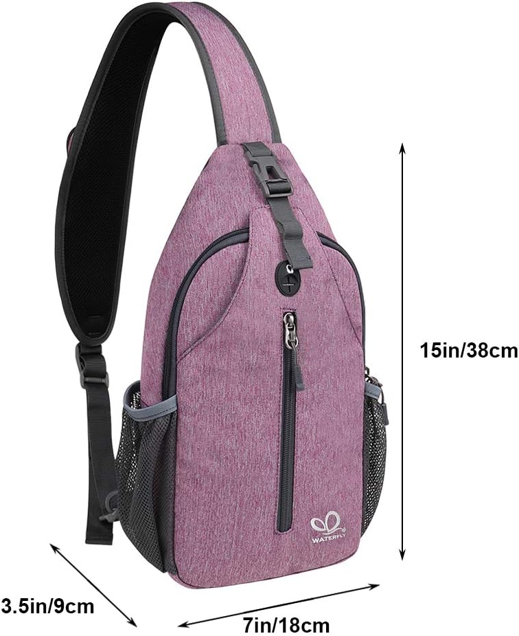 WATERFLY Crossbody Sling Backpack Sling Bag Travel Hiking Chest Bag Daypack (Black) | Small Hiking bag,Multi-compartment storage,Water-resistant,Breathable back pad,Reversible adjustable shoulder strap