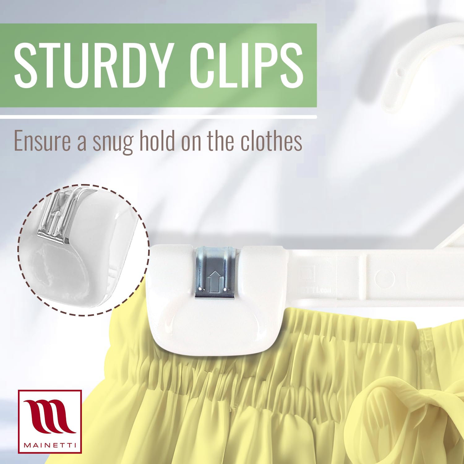 Mainetti 8in White Kids Pants Hangers with Non-Slip Clips (100 Pack)