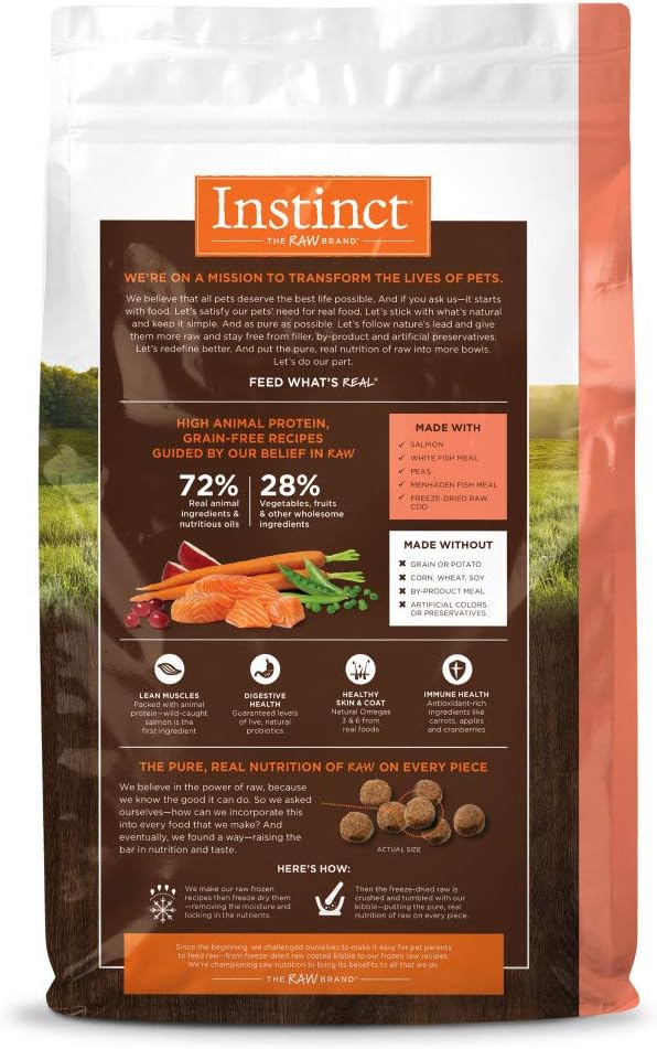 Instinct Original Dry Dog Food, Raw Coated Kibble, Real Chicken, 4 lb. Bag | Raw-coated kibble with cage-free chicken for strong muscles, digestive health, and healthy skin & coat, grain-free