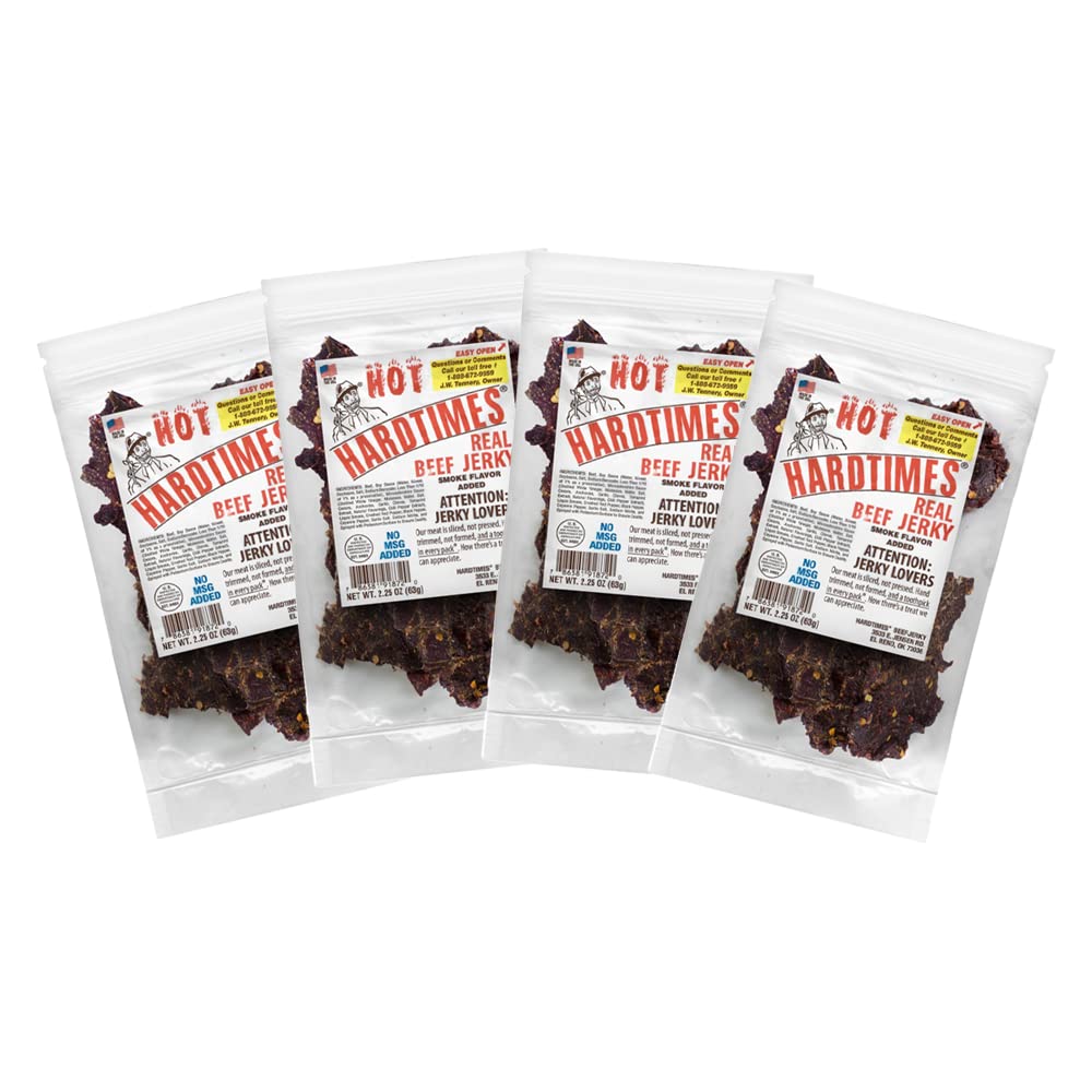 Hardtimes Original Beef Jerky, High Protein Snack, 4 x 2.25 oz Bags