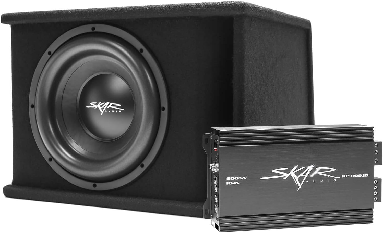 Skar Audio Single 8" Complete 700 Watt SDR Series Subwoofer Bass Package - Includes Loaded Enclosure with Amplifier