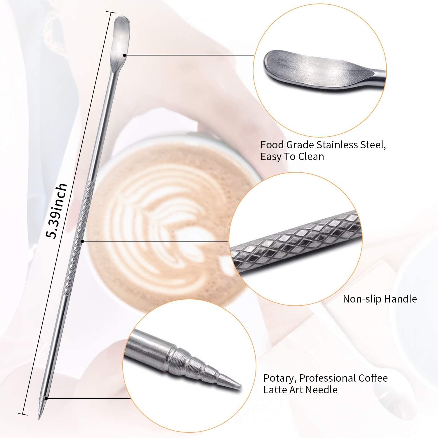 Stainless Steel Espresso Milk Frothing Pitcher - 12OZ/350ML Coffee Milk Frother Cup with Decorating Art Pen for Espresso Machine, Latte Art