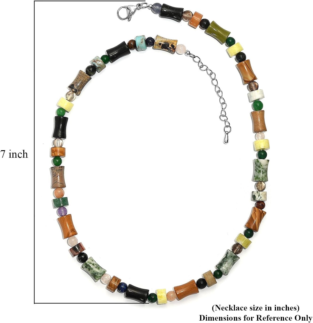 Multi Jasper Multi Gemstone Necklace in Steel 190.11 ctw 18 Inches