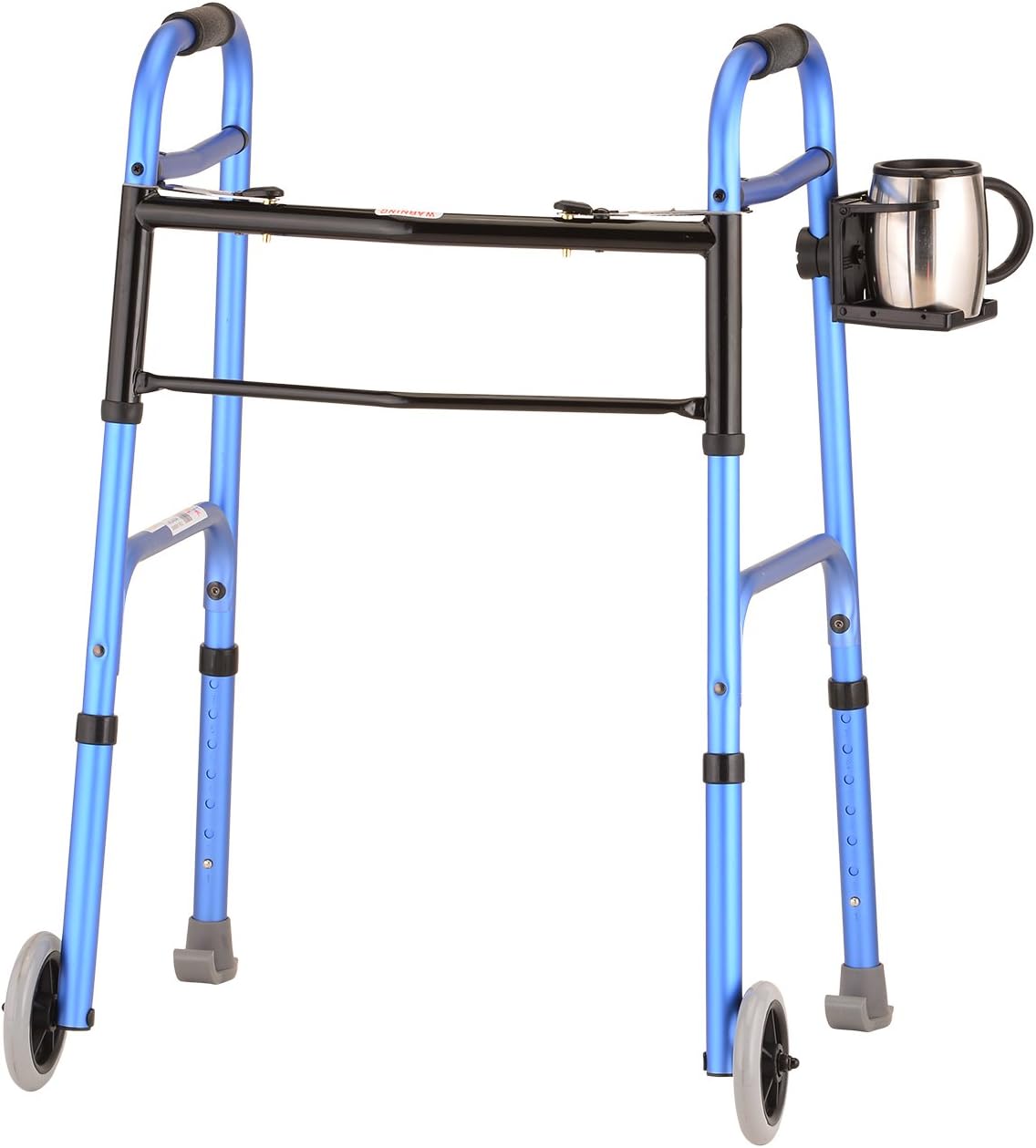 NOVA Adjustable Cup Holder for Walkers, Rollators & Wheelchairs – Folding Drink Holder Fits 3/4”, 7/8” & 1” Tubes, Holds 2.25”–3.75” Cups, Durable, Easy Install