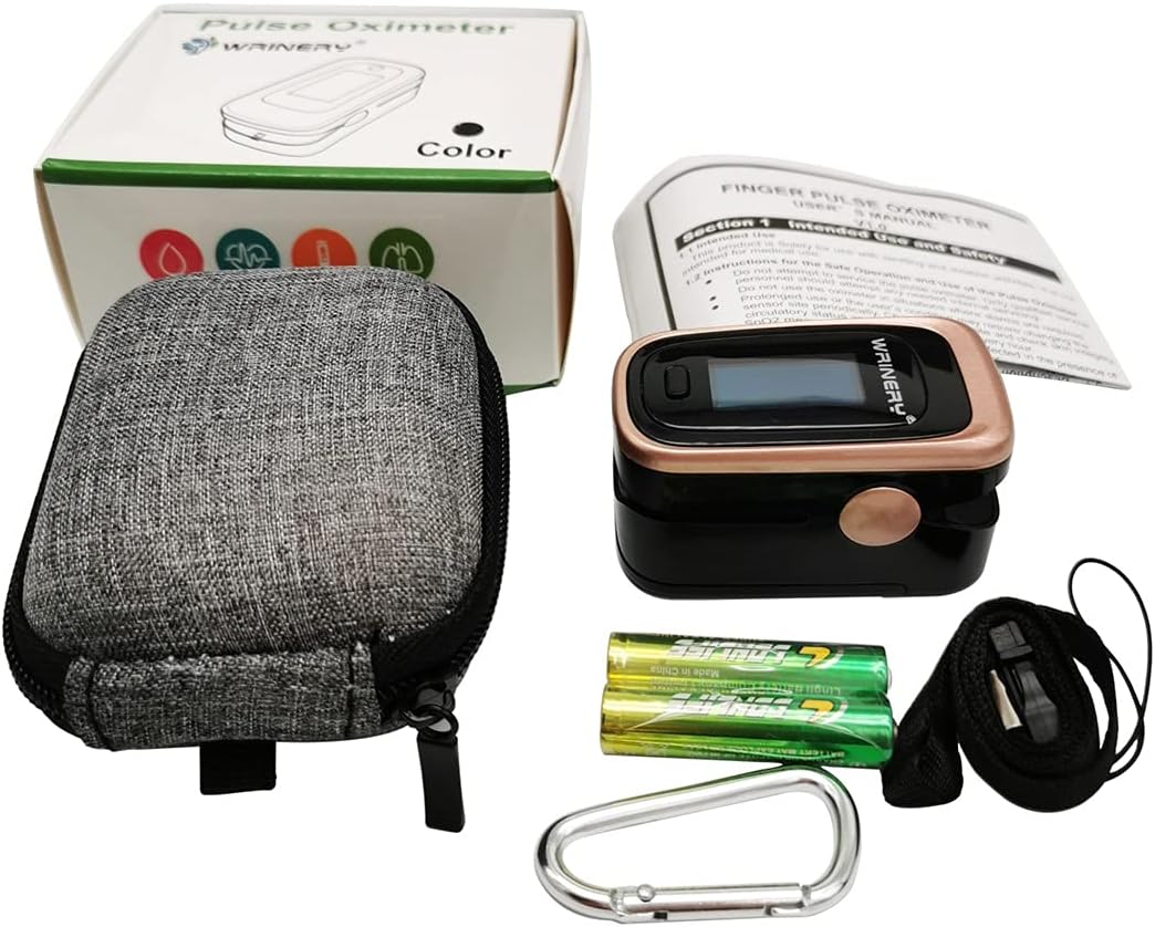 Oxygen Saturation Monitor, Wrinery Premium Pulse Oximeter Fingertip, Oxygen Monitor, O2 Saturation Monitor, OLED Portable Oximetry with Batteries