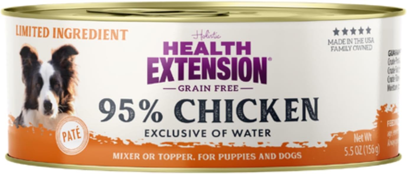Health Extension 95% Beef Grain-Free Wet Dog Food, High Protein Recipe, Limited Ingredients, Picky Eaters, Ideal for Sensitive Stomachs 5.5 oz (Case of 24)