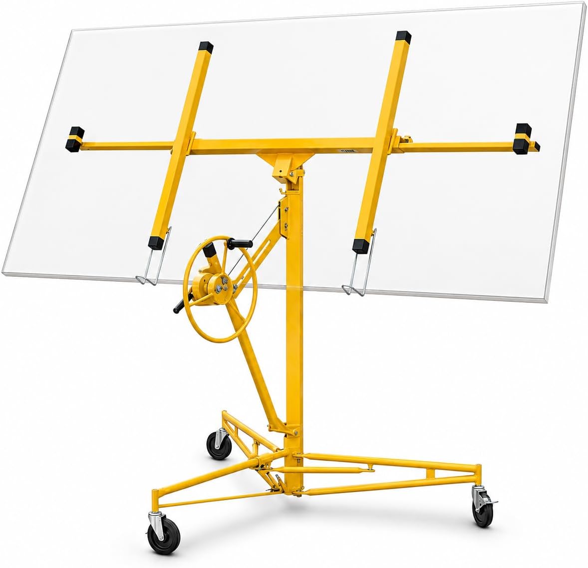 Stark USA 11 Ft Drywall Lift Panel Hoist, Rolling Sheetrock Lift Jack with 360° Adjustable Cradle, Telescoping Extension Arm