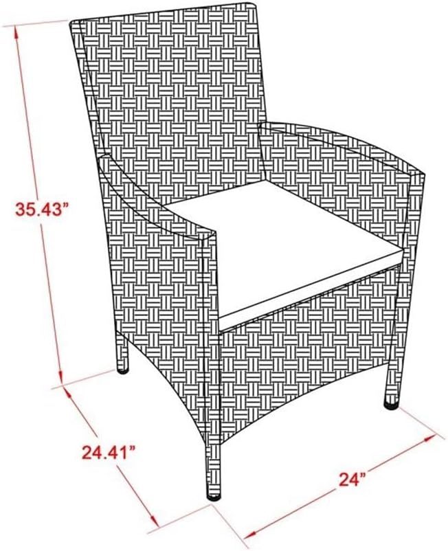 East West Furniture HVLC153V Valencia Patio Bistro Wicker Dining Chairs with Cushion, Set of 2, Cream