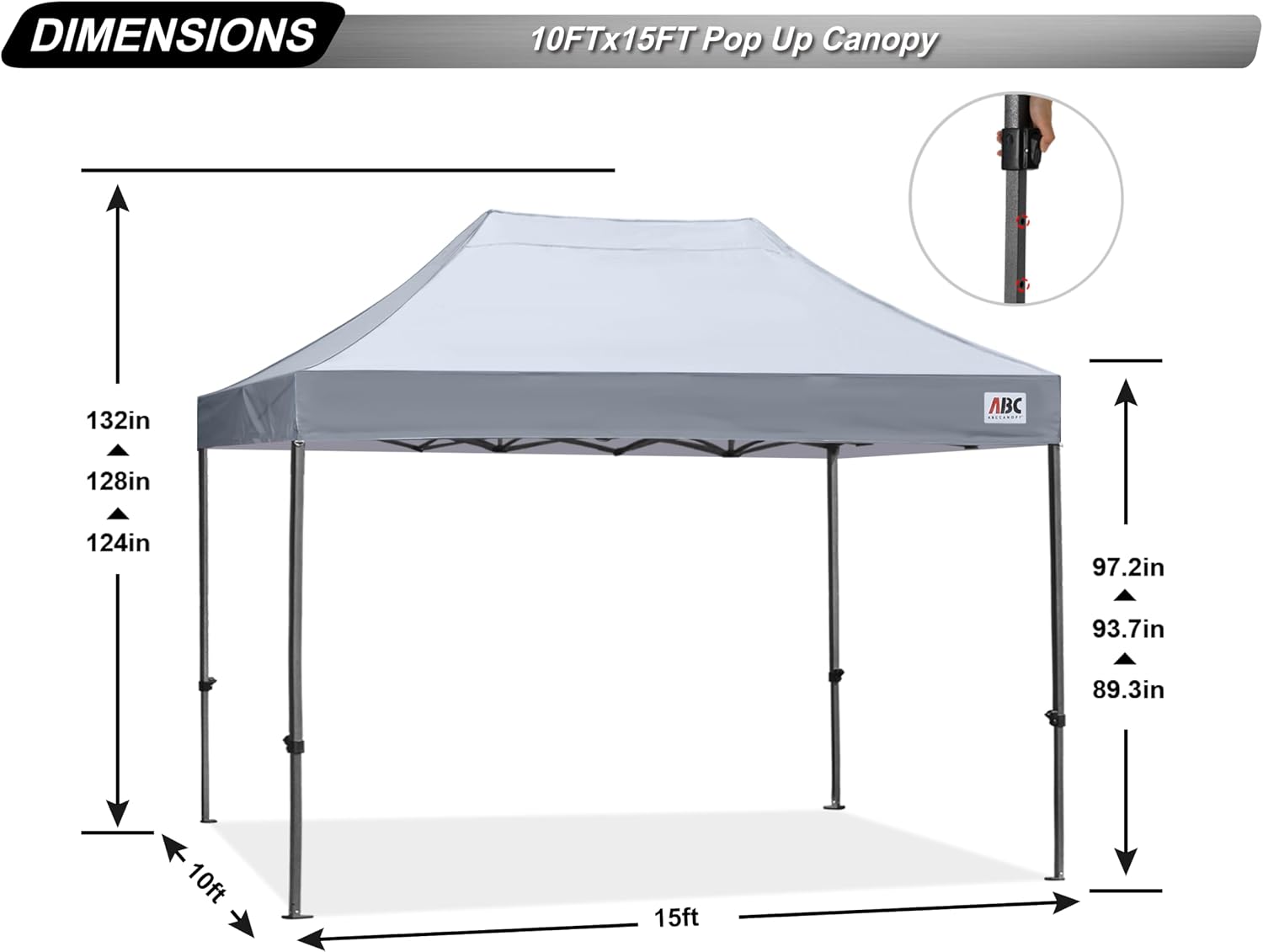 ABCCANOPY Patio Pop Up Canopy Tent 10x10 Commercial-Series (Black)