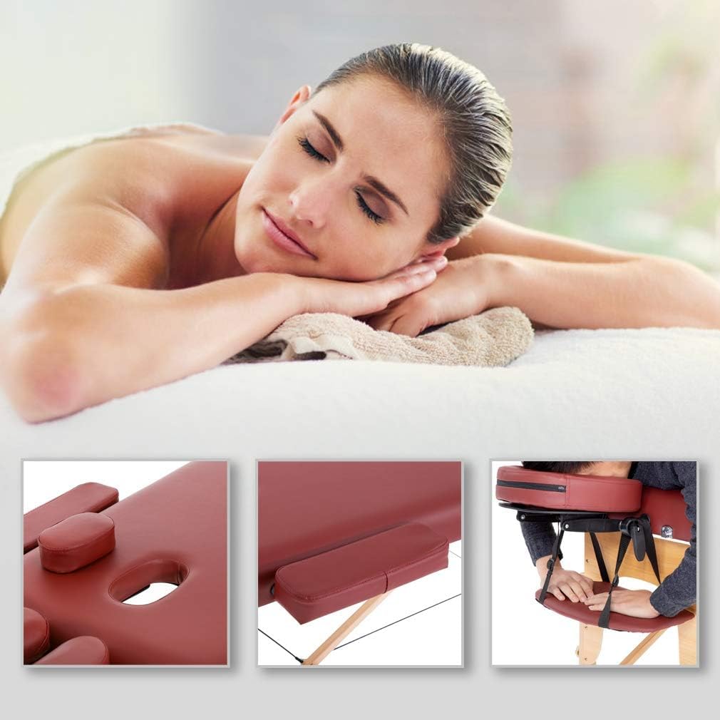 BestMassage | Portable Massage Table | 24" Wide, Black PU Leather | Lightweight, 2-Fold Massage Table with Height Adjustment, 450lbs Capacity, Carry Bag | For Massage, Facial, Tattoo, Home, Spa