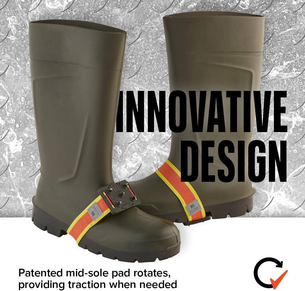 K1 Mid-Sole Ice Cleats for Men & Women - Rotatable Traction Aids For Winter Snow - Hi Vis - Low Profile