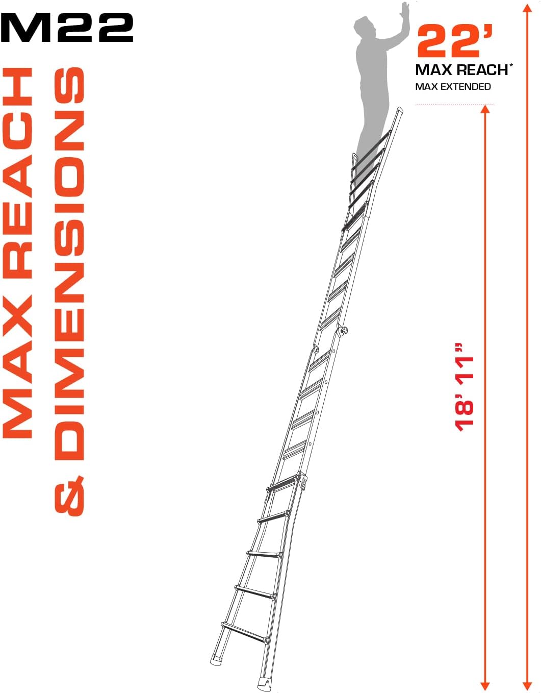 Little Giant Velocity, Aluminum Ladder, 14 ft Reach, 15413-001 | Telescoping Multi-Position Ladder with Extension, A-Frame, 90-Degree & Trestle Modes, 300 lbs. Rating