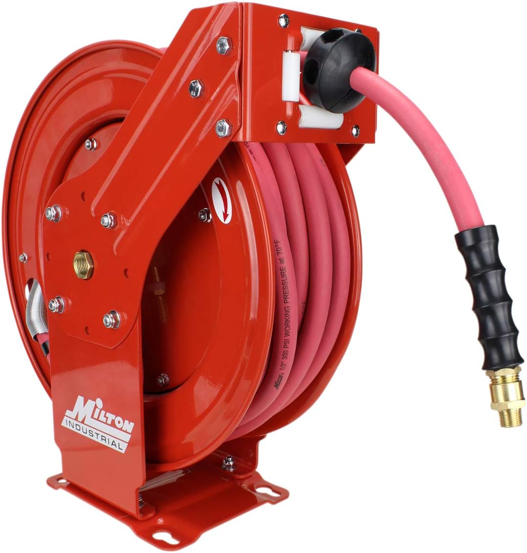 MILTON Industrial Hose Reel 2790-50D, Auto Retractable, Chemical Resistant, Prevent Cracking, Flexible in Extreme Conditions, 1/2” Hose ID