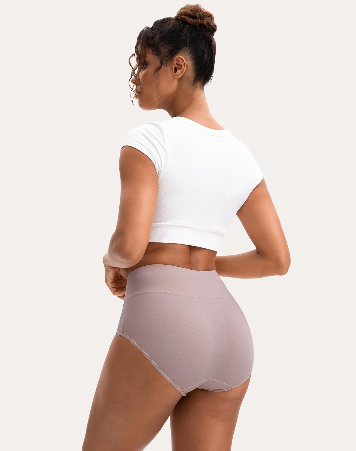 INNERSY Women's High Waisted Underwear Cotton Panties Regular & Plus Size 5-Pack