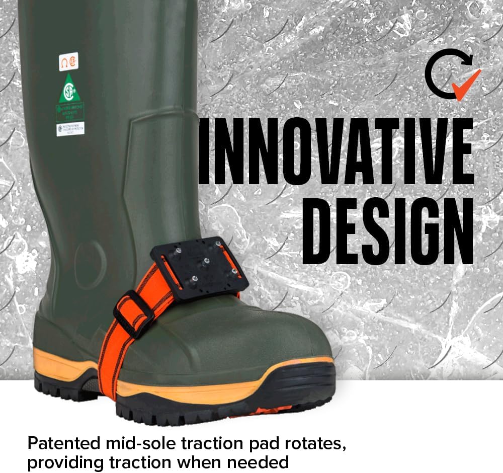 K1 Mid-Sole Ice Cleats for Men & Women - Rotatable Traction Aids For Winter Snow - Hi Vis - Low Profile