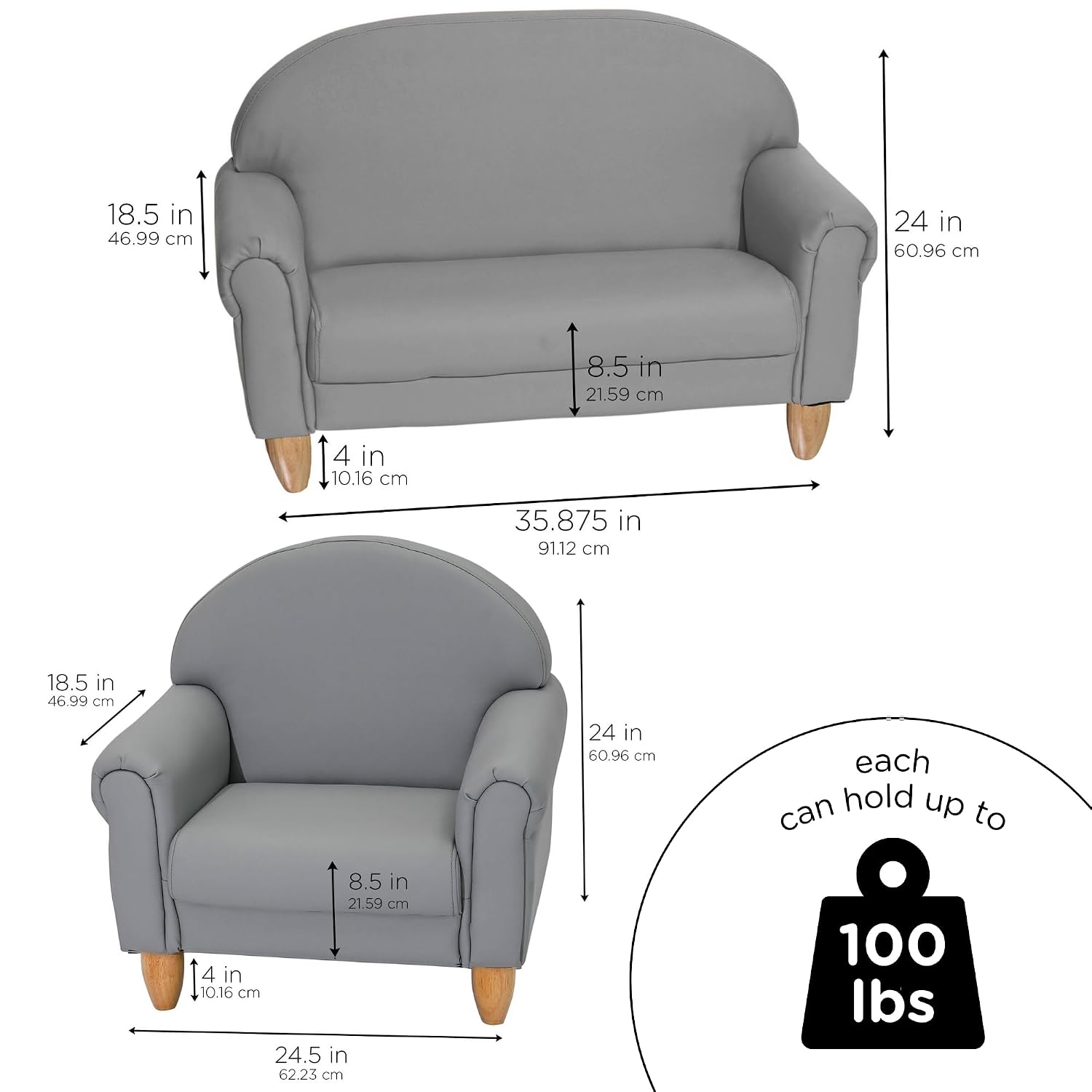 Children's Factory Upholstered Toddler Couch, Sofa, Deep Water