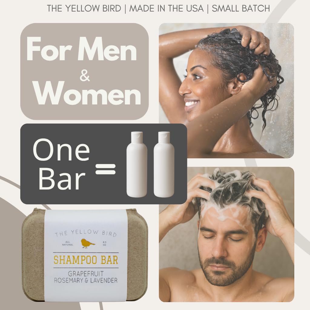 The Yellow Bird Solid Bar Shampoo Soap. Grapefruit, Rosemary