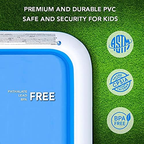Inflatable Kiddie Pool, 50x33x17 Inch Rectangular