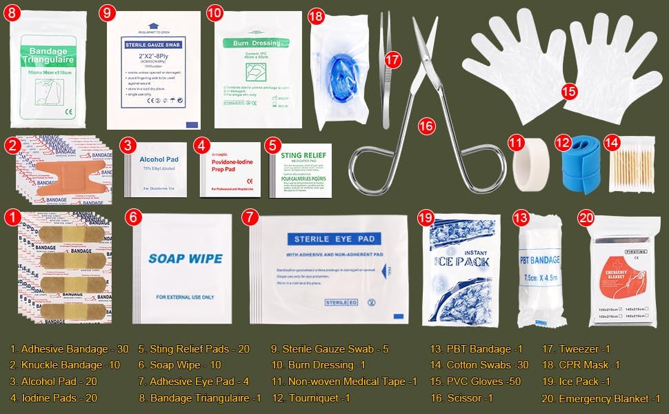 Survival Kit, 200 in 1, Gifts for Men Women Teenagers, Upgraded Survival First Aid Kit