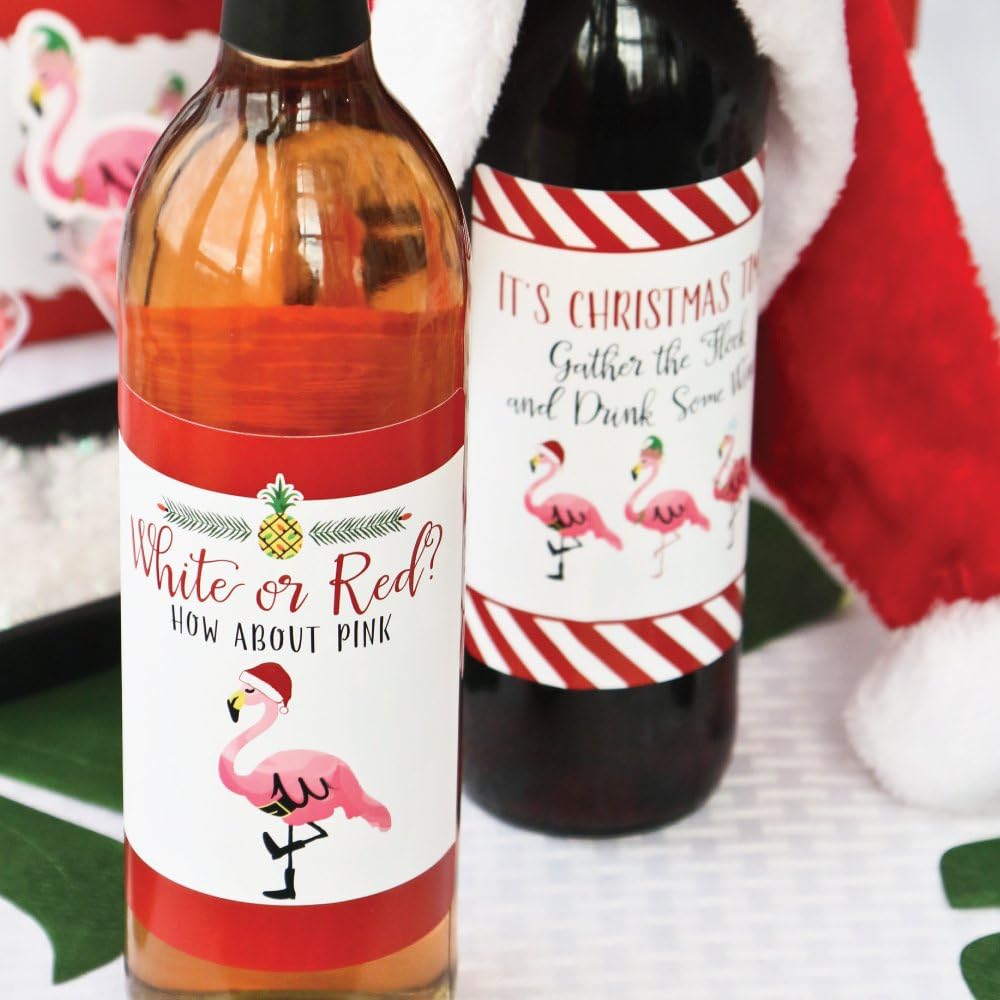 Big Dot of Happiness Ugly Sweater - Holiday and Christmas Wine Bottle Label Stickers - Set of 4