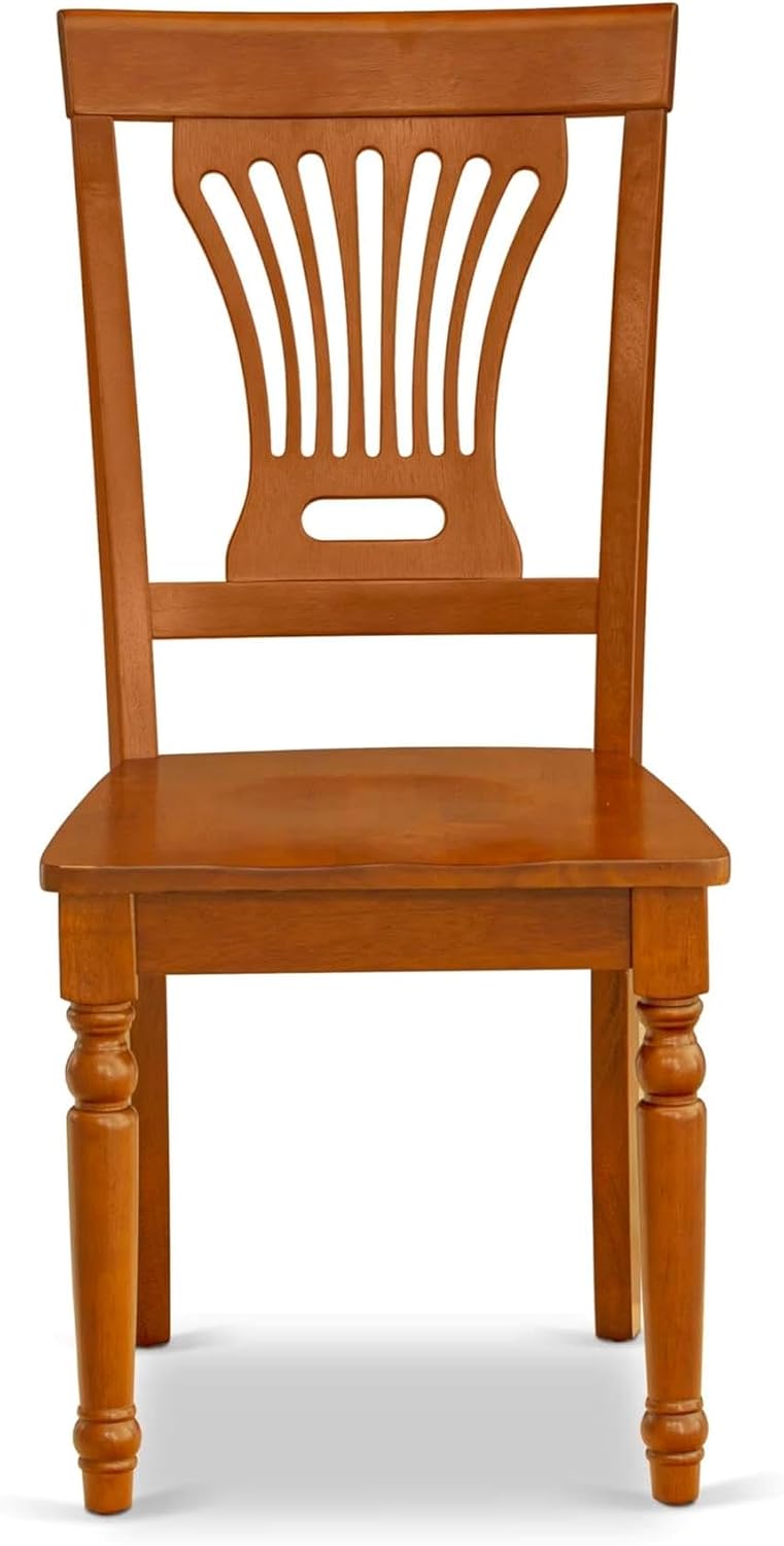 East West Furniture PVC-WHI-W Plainville Dining Chairs - Stylish Back Wood Seat Kitchen Chairs, Set of 2, Buttermilk & Cherry