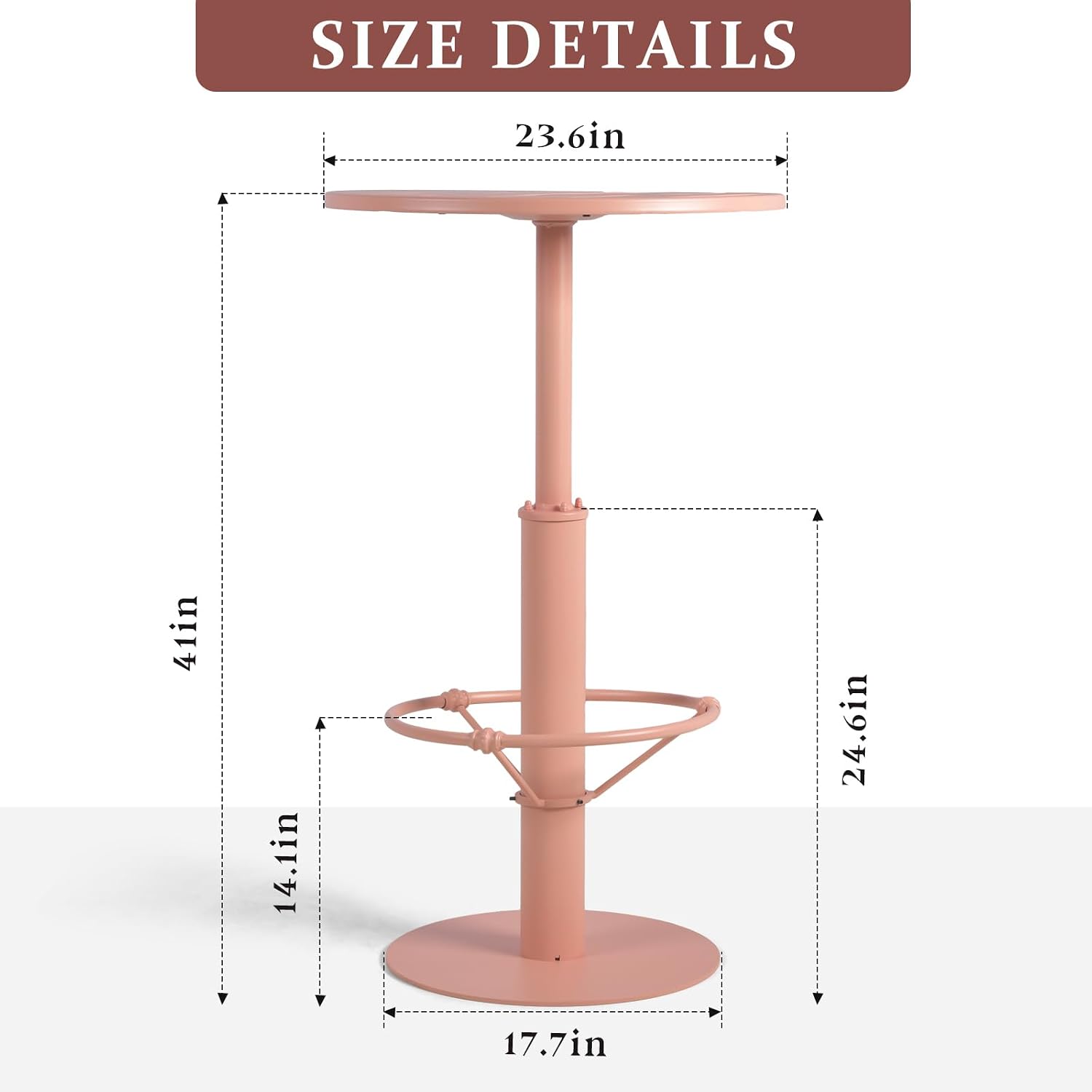 LOKKHAN 42" Tall Rustic Industrial Bar Table 19.68" Dia Round Wooden Top Metal Frame Height Fixed Standing Pub Dining Room Bistro Cocktail Table, Black & Brown
