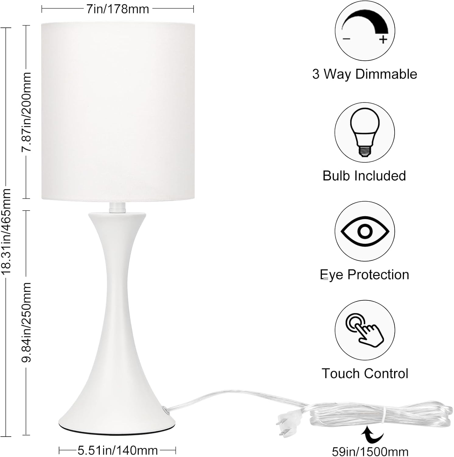 3 Way Touch Control Table Lamp