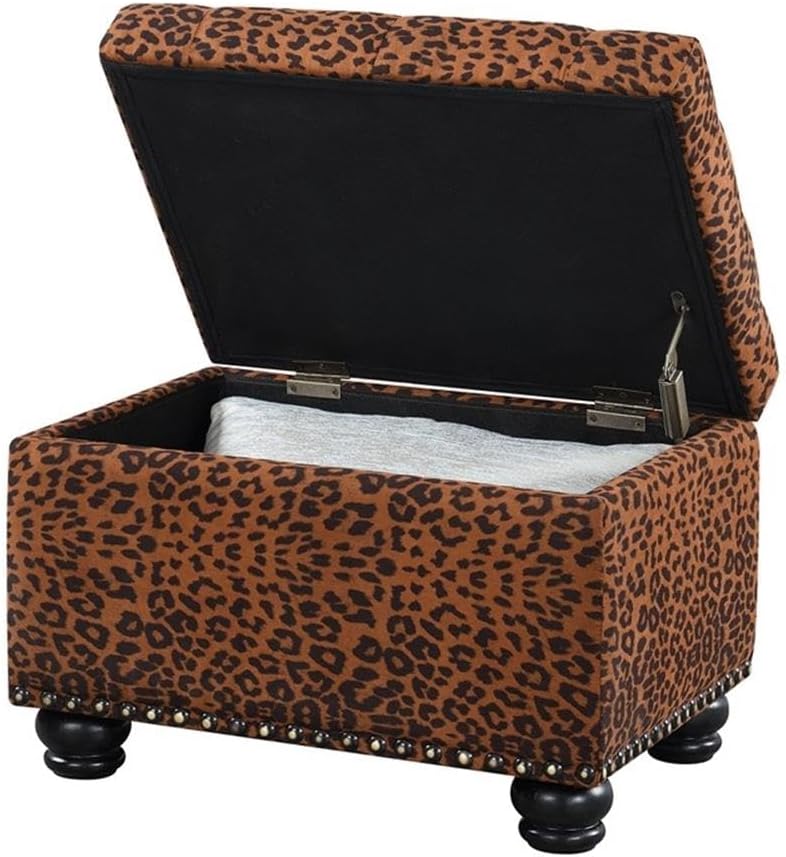 Convenience Concepts Designs4Comfort 5th Avenue Storage Ottoman 24" - Contemporary Foot Stool and Seat with Hinged Lid for Living Room, Dining Room, Office, Den, Espresso Faux Leather