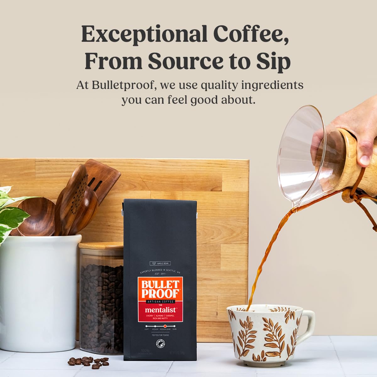 Bulletproof French Kick Dark Roast Whole Bean Coffee, 12 Ounces, 100% Arabica Coffee Sourced from Guatemala, Colombia & El Salvador
