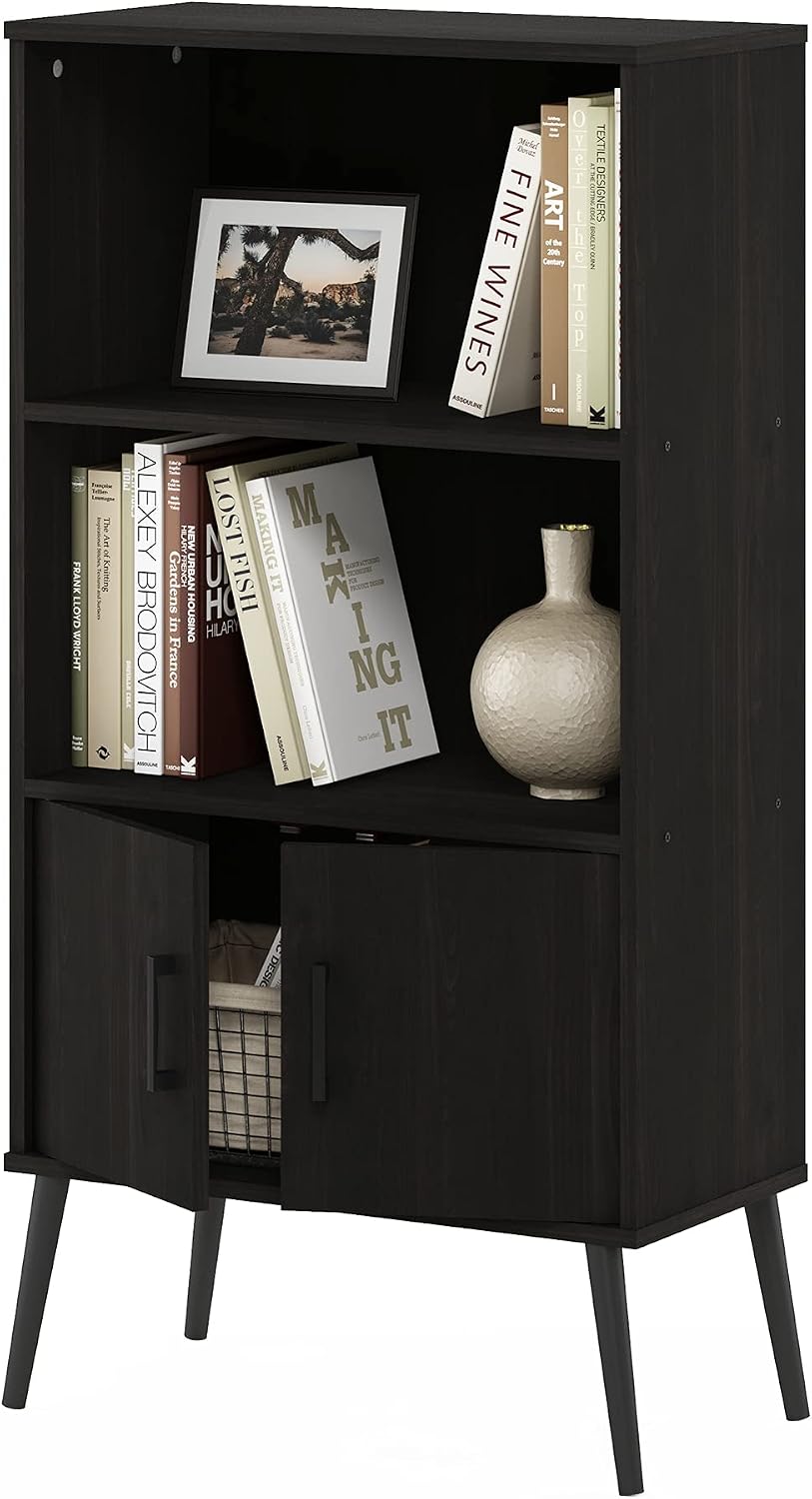 Furinno Jaya Book Shelf, 3-Tier Bookshelf, Bookcase with Adjustable Shelves, 9.5 x 24.5 x 40.3, for Organization and Storage, for Living Room, Bedroom, Home Office, White