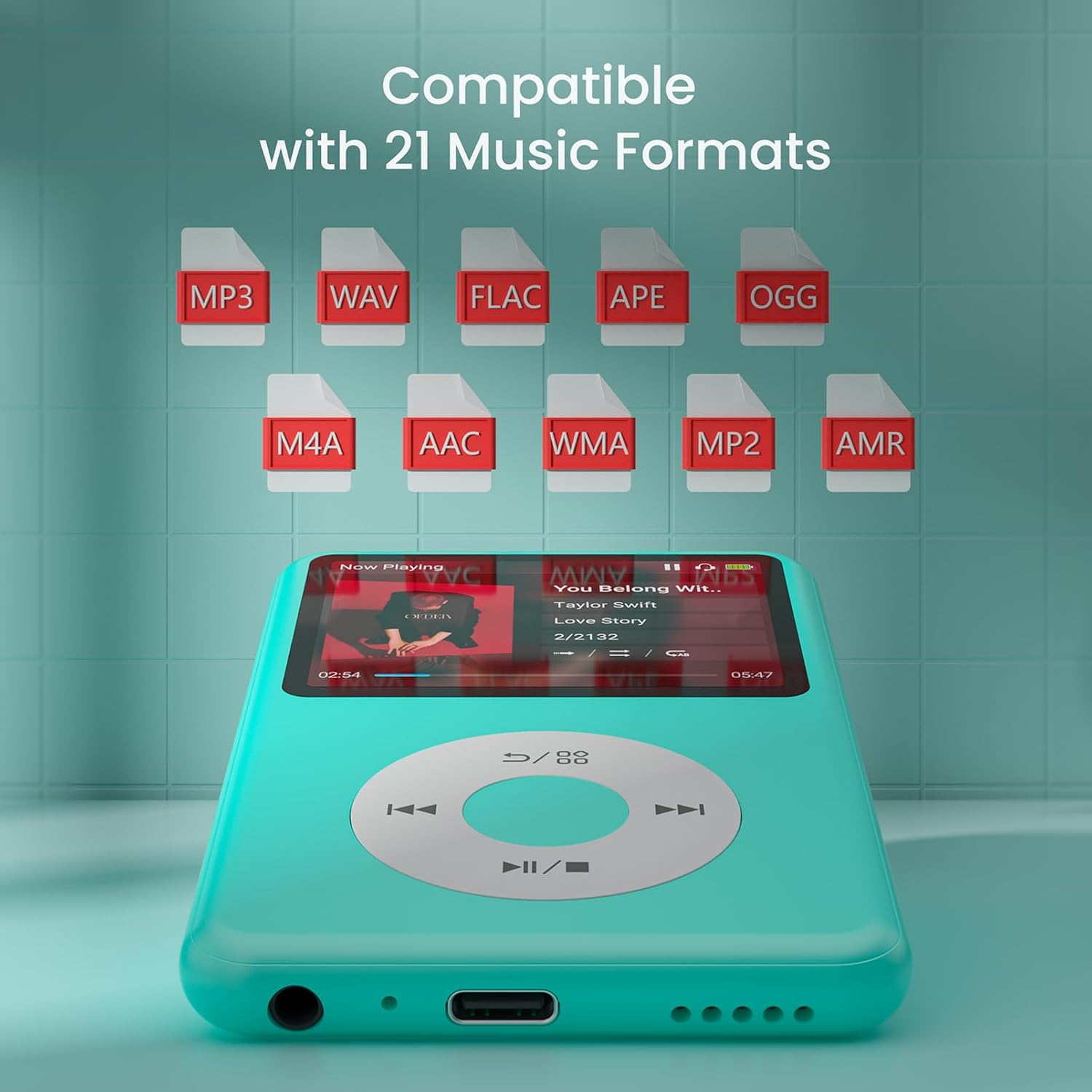 MP3 Player with Bluetooth 128GB Portable Music Digital Players Supports Playlist Audiobook Video Nice Gadget for Kids Black