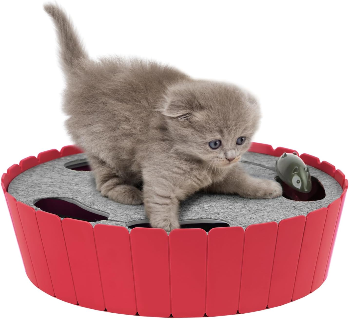 Pawaboo Interactive Cat Toy with Running Mouse, Automatic Track Kitten Toy | Electronic Motion Cat Toy for Indoor Cats, Pop and Play Hide Seek Cats Toys Hunting Mouse for Kitty Play Exercise, Green