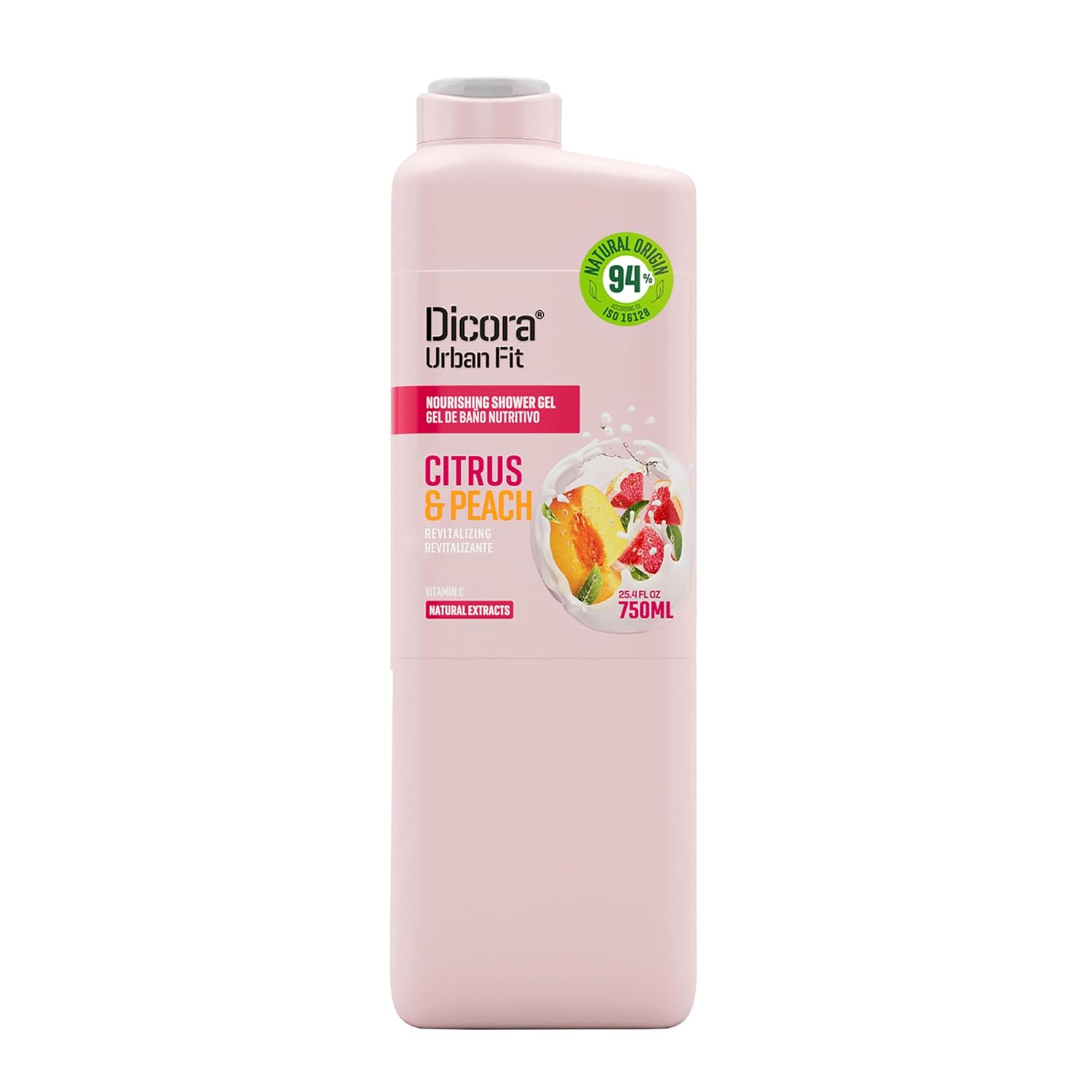 Dicora Urban Fit Shower Gel - Women and Mens Body Wash for All-Day Hydration - Prevents Premature Aging with Vitamin C - Citrus and Peach - 25.4 oz