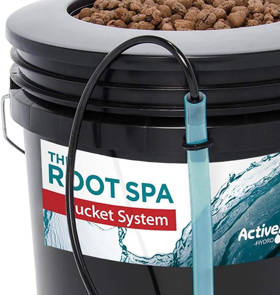 Hydrofarm RS5GALSYS Root Spa Deep Water Culture Bucket System, 5 Gallon, black | 8 in Grow Basket, Air Pump Included, 1/2 in Grommet And Elbow, 1/4 in Black Tubing, Pebble Media Sold Separately