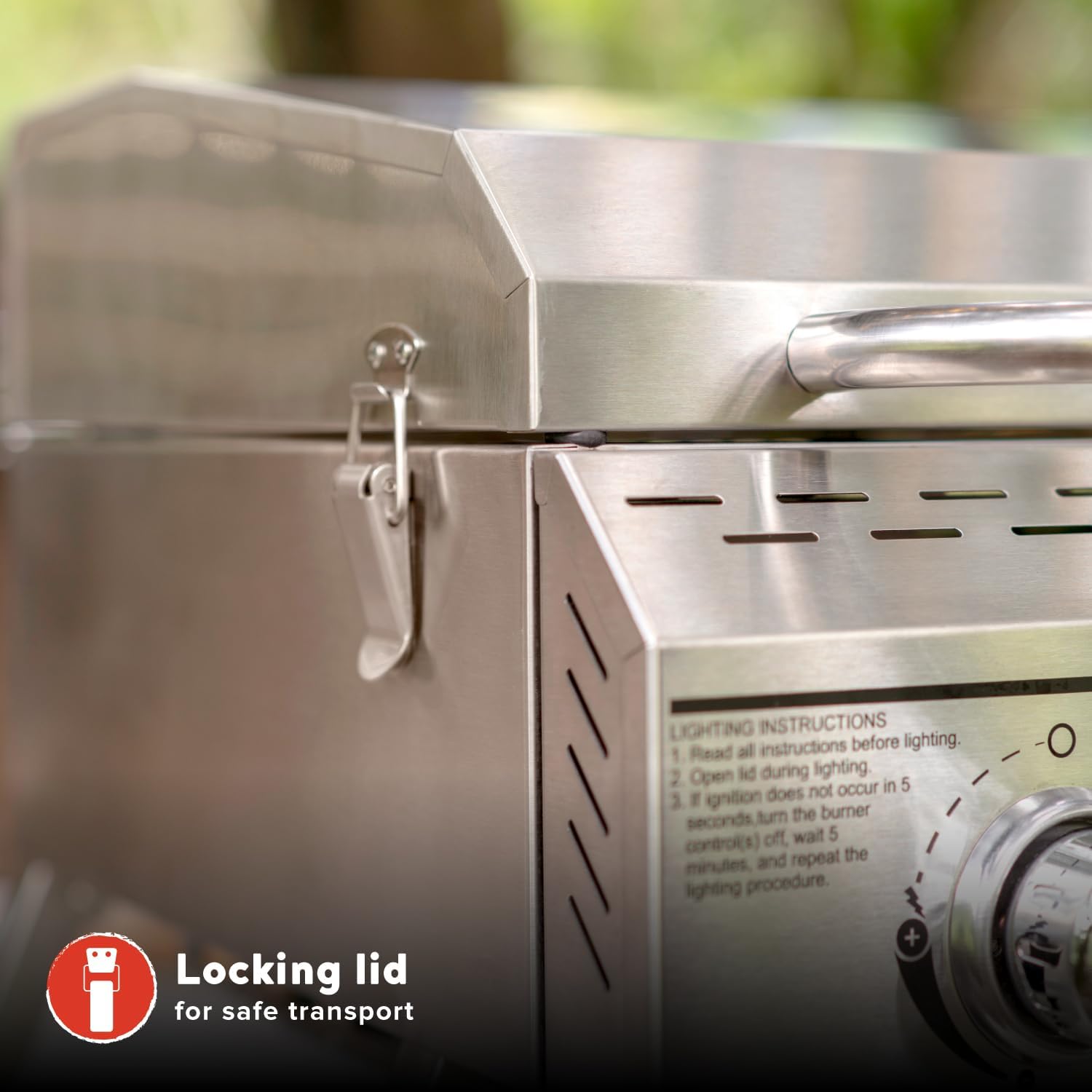 Megamaster Tabletop 2 Burner Gas Grill, Stainless Steel with Foldable Legs