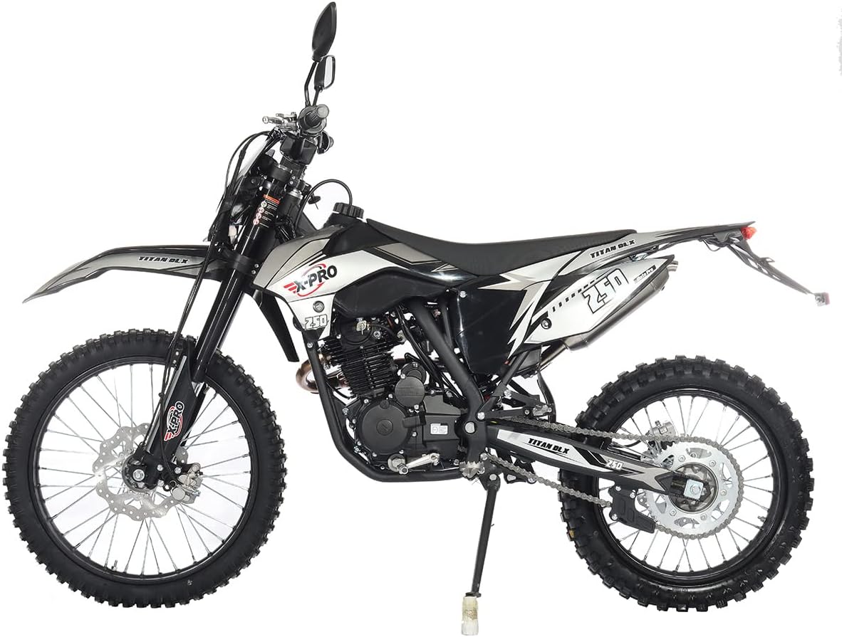 X-PRO Titan DLX 250cc Gas Dirt Bike Pit Bike Adult Bike,Big 21"/18" Wheels, Zongshen Engine! (Green)