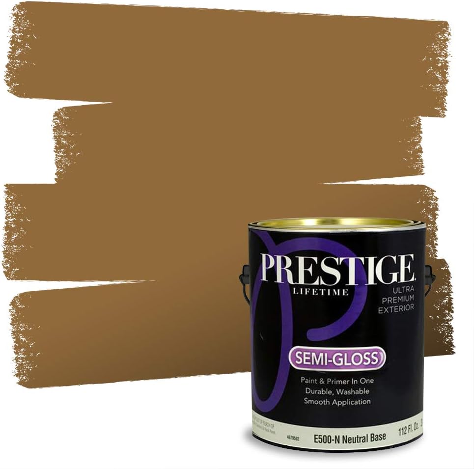 PRESTIGE Paints Exterior Paint and Primer In One, 1-Gallon, Satin, Comparable Match of Sherwin Williams* Relaxed Khaki*