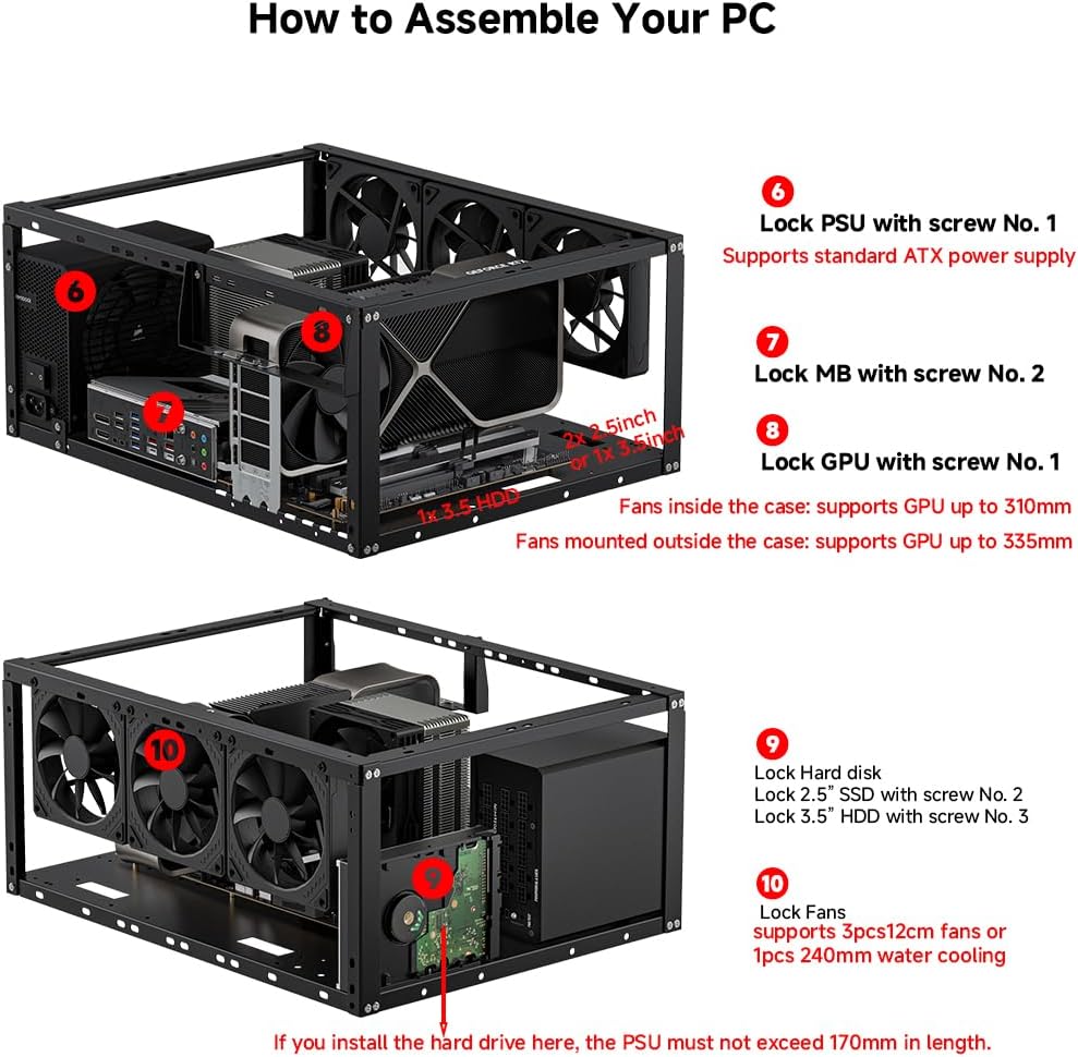 PC Test Bench, Open Air PC Case, Open Frame Computer Chassis