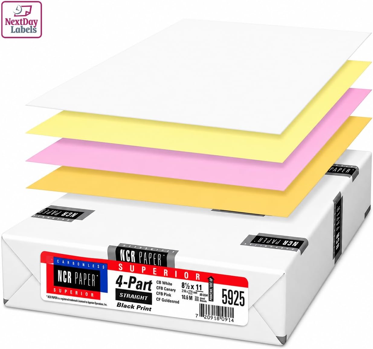 NextDayLabels Carbonless NCR Paper, 2 Part Reverse #5887, 8.5" x 11"